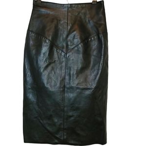Vintage Emphasis Leather Pencil Skirt Size 4 Color Black